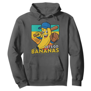 Lets Go Bananas Hoodie Funny Banana Baseball Fruit Sports Gift TS12 Dark Heather Print Your Wear