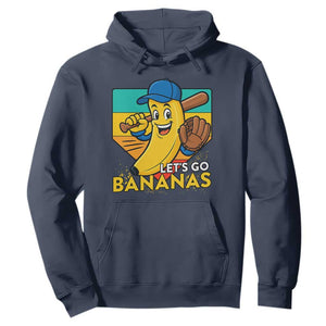 Lets Go Bananas Hoodie Funny Banana Baseball Fruit Sports Gift TS12 Navy Print Your Wear