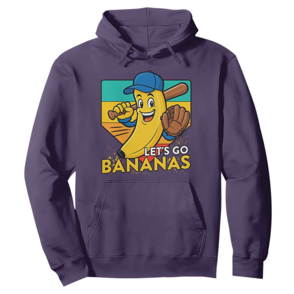 Lets Go Bananas Hoodie Funny Banana Baseball Fruit Sports Gift TS12 Purple Print Your Wear
