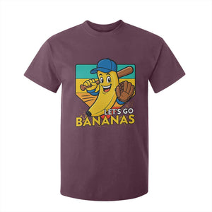 Lets Go Bananas T Shirt For Kid Funny Banana Baseball Fruit Sports Gift TS12 Maroon Print Your Wear