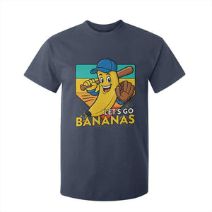 Lets Go Bananas T Shirt For Kid Funny Banana Baseball Fruit Sports Gift TS12 Navy Print Your Wear