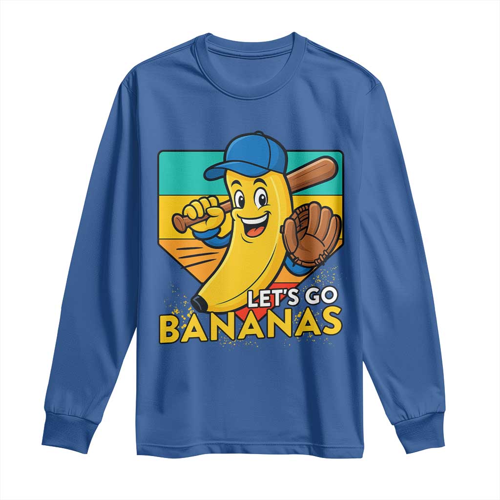 Lets Go Bananas Long Sleeve Shirt Funny Banana Baseball Fruit Sports Gift TS12 Royal Blue Print Your Wear