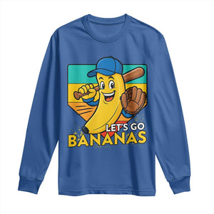 Lets Go Bananas Long Sleeve Shirt Funny Banana Baseball Fruit Sports Gift TS12 Royal Blue Print Your Wear