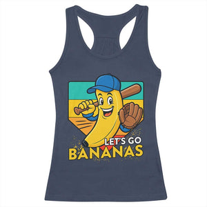 Lets Go Bananas Racerback Tank Top Funny Banana Baseball Fruit Sports Gift TS12 Navy Print Your Wear