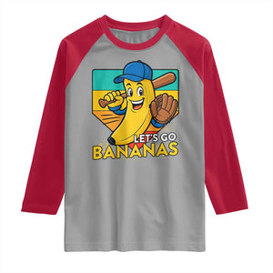 Lets Go Bananas Raglan Shirt Funny Banana Baseball Fruit Sports Gift TS12 Sport Gray Red Print Your Wear