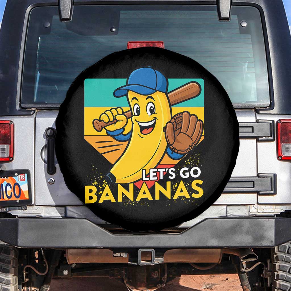 Lets Go Bananas Spare Tire Cover Funny Banana Baseball Fruit Sports Gift TS12 No hole Black Print Your Wear