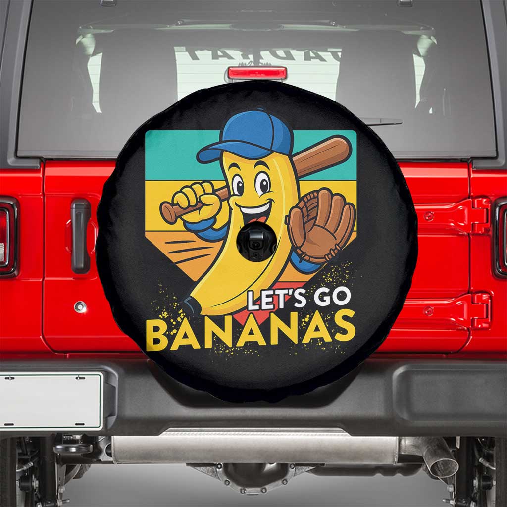 Lets Go Bananas Spare Tire Cover Funny Banana Baseball Fruit Sports Gift TS12 Black Print Your Wear