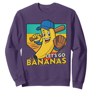 Lets Go Bananas Sweatshirt Funny Banana Baseball Fruit Sports Gift TS12 Purple Print Your Wear