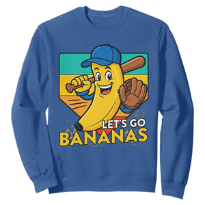 Lets Go Bananas Sweatshirt Funny Banana Baseball Fruit Sports Gift TS12 Royal Blue Print Your Wear