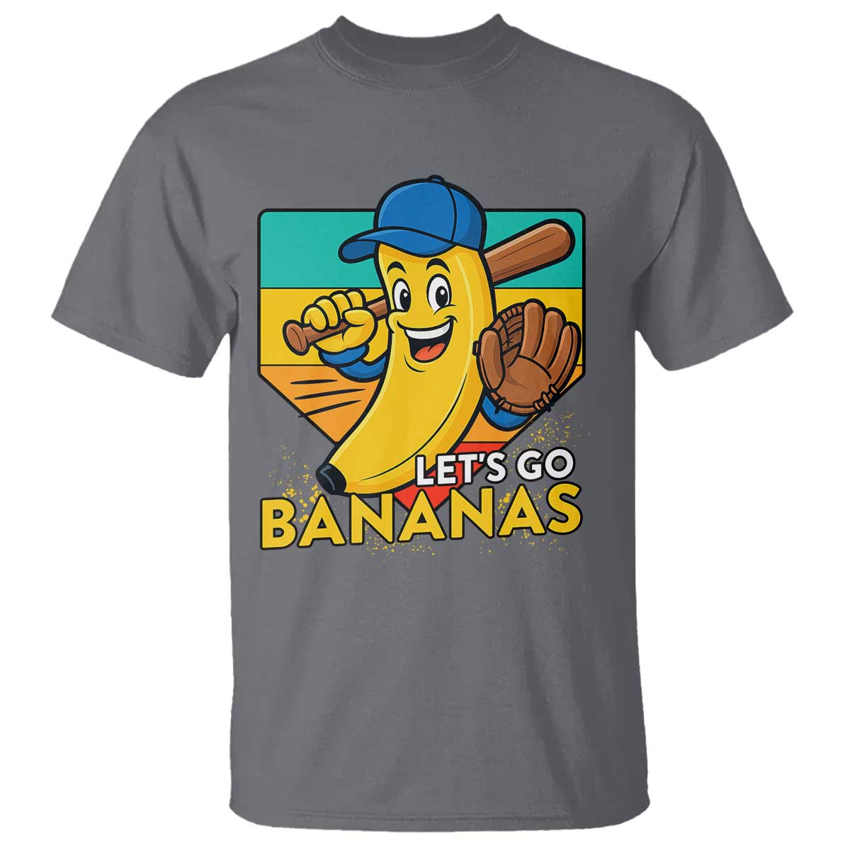 Lets Go Bananas T Shirt Funny Banana Baseball Fruit Sports Gift TS12 Charcoal Print Your Wear