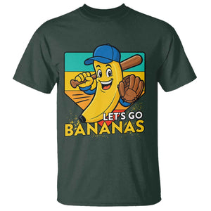 Lets Go Bananas T Shirt Funny Banana Baseball Fruit Sports Gift TS12 Dark Forest Green Print Your Wear