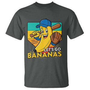 Lets Go Bananas T Shirt Funny Banana Baseball Fruit Sports Gift TS12 Dark Heather Print Your Wear