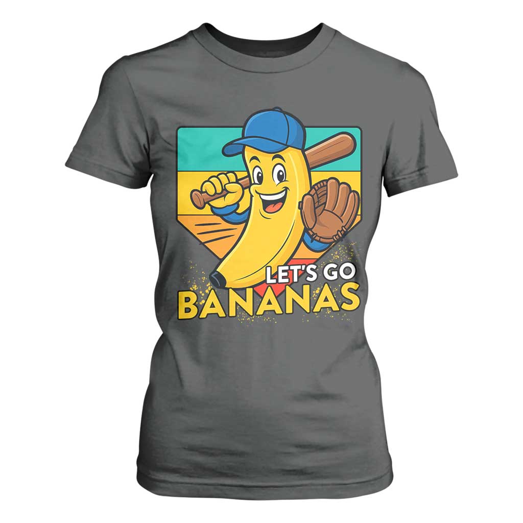 Lets Go Bananas T Shirt For Women Funny Banana Baseball Fruit Sports Gift TS12 Dark Heather Print Your Wear