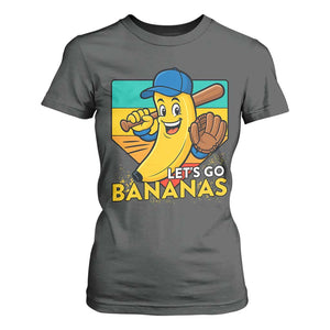 Lets Go Bananas T Shirt For Women Funny Banana Baseball Fruit Sports Gift TS12 Dark Heather Print Your Wear
