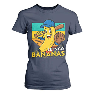Lets Go Bananas T Shirt For Women Funny Banana Baseball Fruit Sports Gift TS12 Navy Print Your Wear