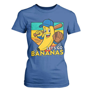 Lets Go Bananas T Shirt For Women Funny Banana Baseball Fruit Sports Gift TS12 Royal Blue Print Your Wear