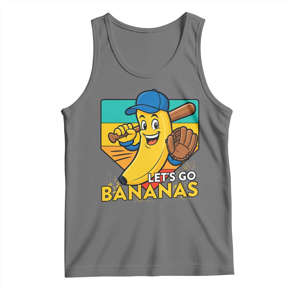 Lets Go Bananas Tank Top Funny Banana Baseball Fruit Sports Gift TS12 Black Heather Print Your Wear