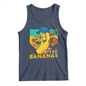 Lets Go Bananas Tank Top Funny Banana Baseball Fruit Sports Gift TS12 Navy Print Your Wear