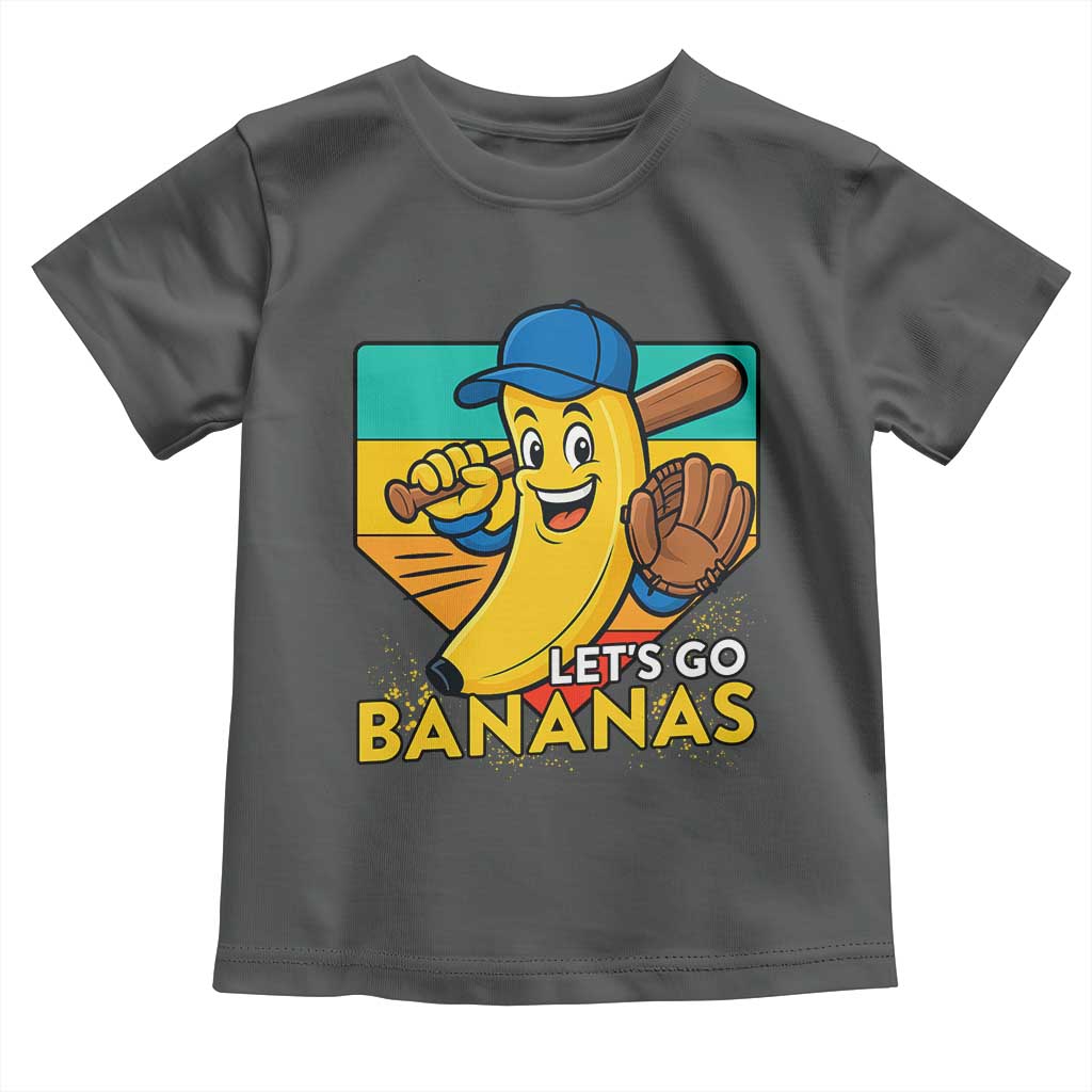 Lets Go Bananas Toddler T Shirt Funny Banana Baseball Fruit Sports Gift TS12 Dark Heather Print Your Wear