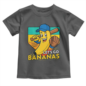 Lets Go Bananas Toddler T Shirt Funny Banana Baseball Fruit Sports Gift TS12 Dark Heather Print Your Wear