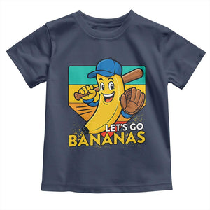 Lets Go Bananas Toddler T Shirt Funny Banana Baseball Fruit Sports Gift TS12 Navy Print Your Wear