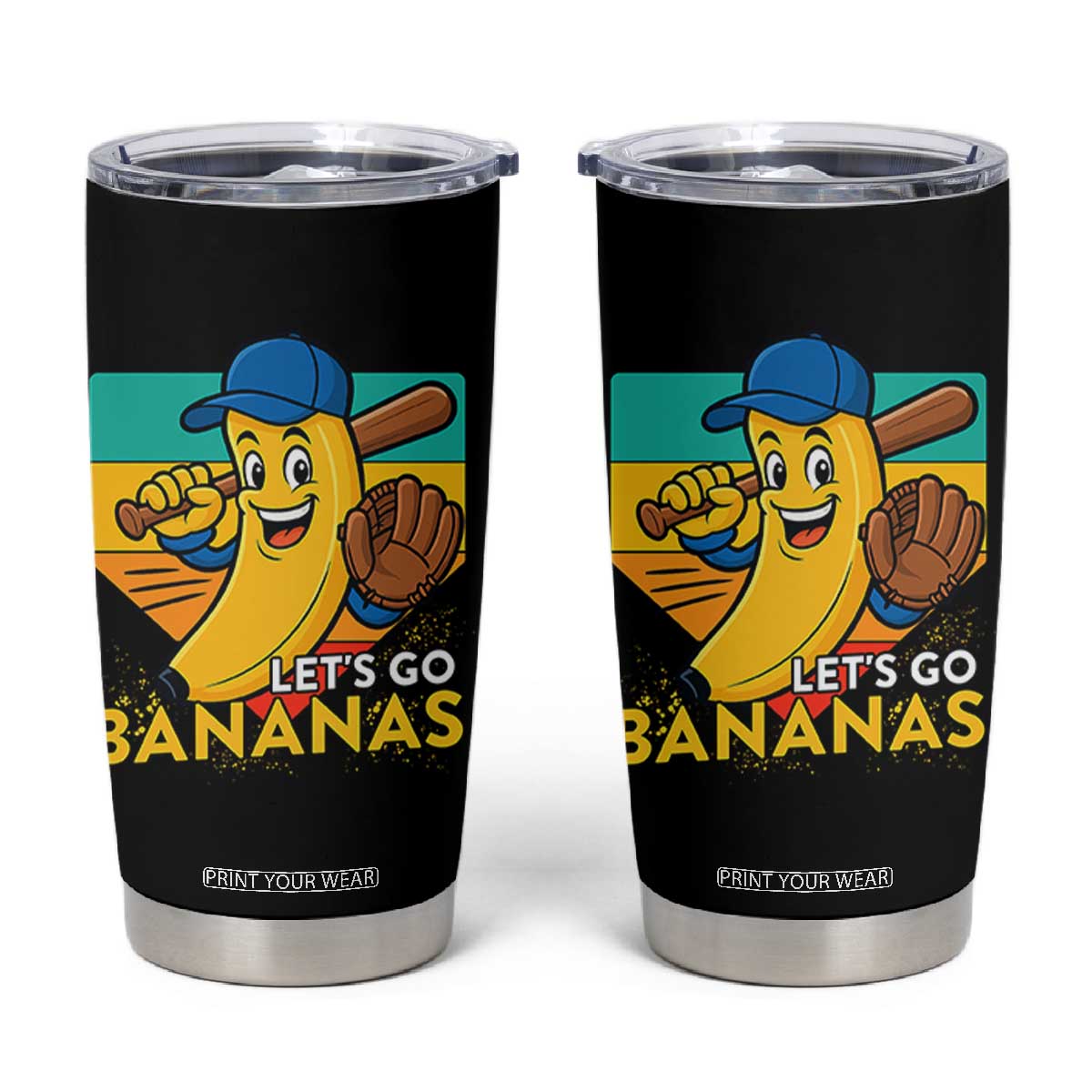 Lets Go Bananas Tumbler Cup Funny Banana Baseball Fruit Sports Gift TS12 Black Print Your Wear