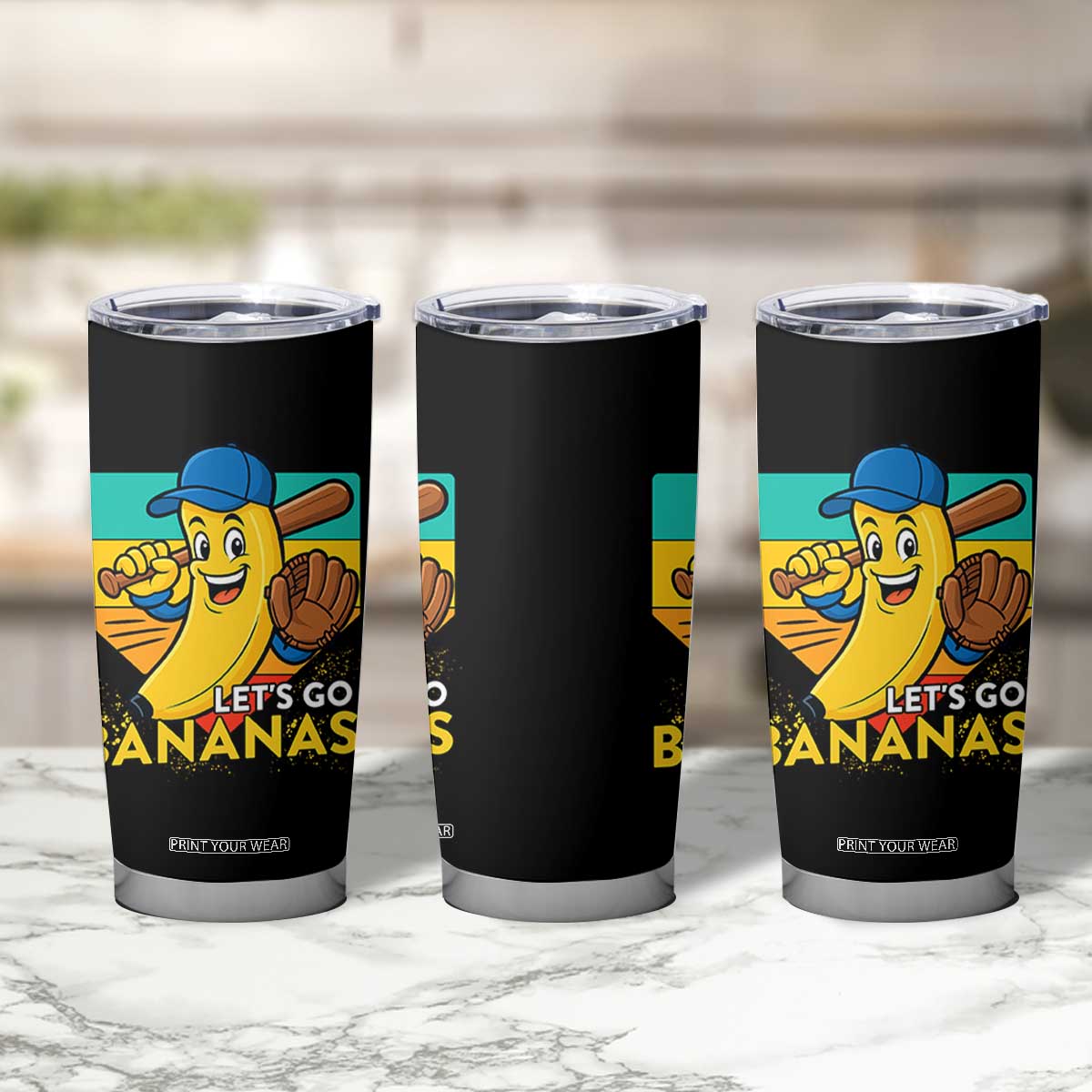 Lets Go Bananas Tumbler Cup Funny Banana Baseball Fruit Sports Gift TS12 Print Your Wear