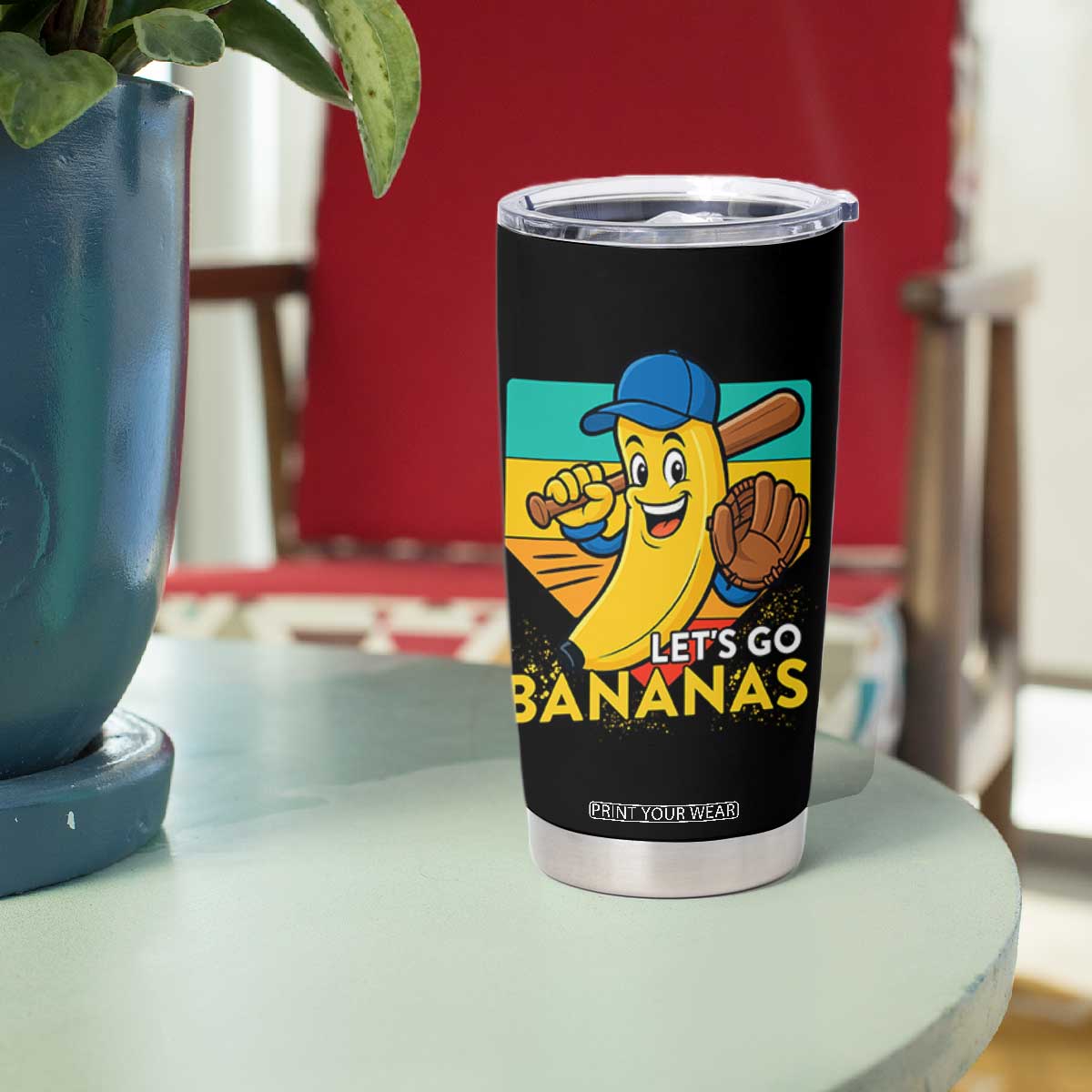 Lets Go Bananas Tumbler Cup Funny Banana Baseball Fruit Sports Gift TS12 Print Your Wear