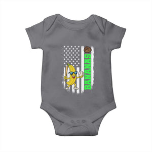Banana Playing Baseball Lover Baby Onesie Retro American Flag TS12 Charcoal Print Your Wear