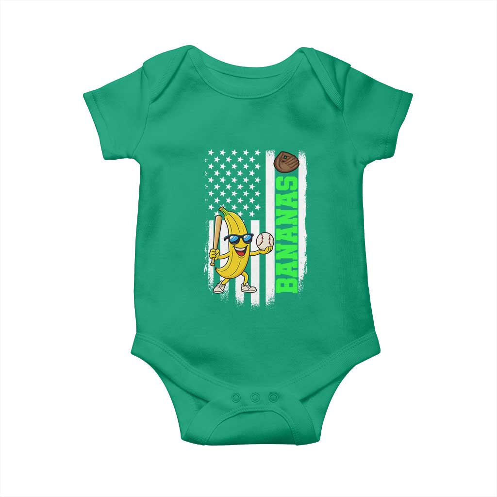 Banana Playing Baseball Lover Baby Onesie Retro American Flag TS12 Irish Green Print Your Wear
