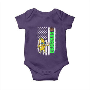 Banana Playing Baseball Lover Baby Onesie Retro American Flag TS12 Purple Print Your Wear