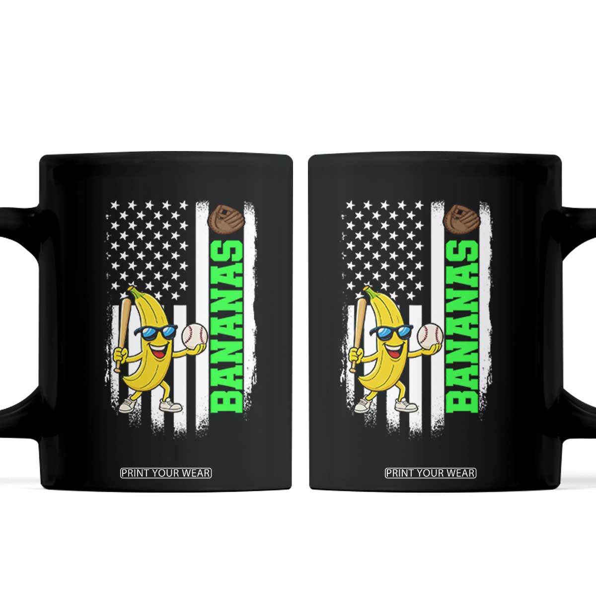 Banana Playing Baseball Lover Coffee Mug Retro American Flag TS12 Black Print Your Wear
