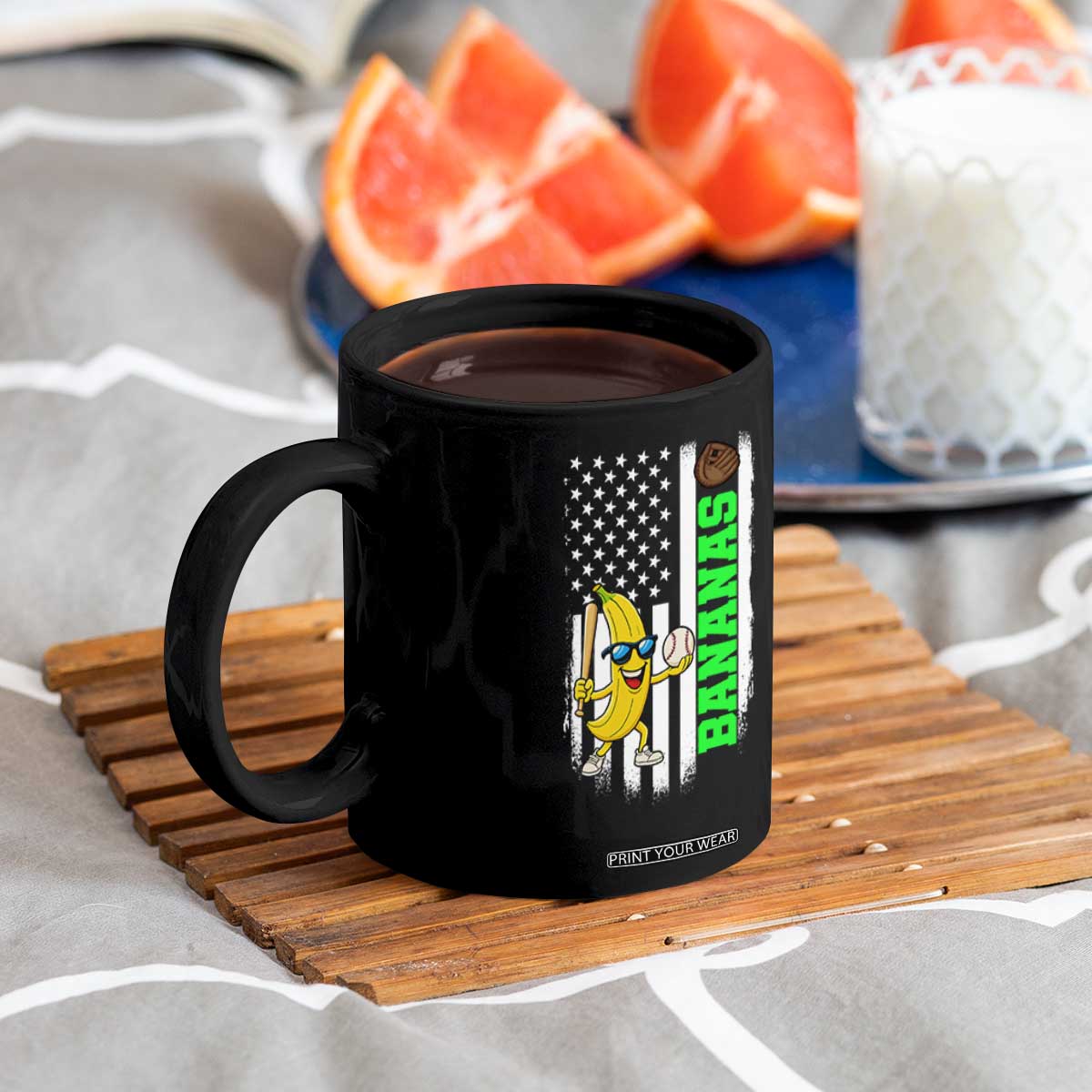 Banana Playing Baseball Lover Coffee Mug Retro American Flag TS12 Print Your Wear