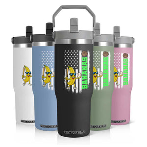 Banana Playing Baseball Lover Flip Straw Tumbler Retro American Flag TS12 Print Your Wear