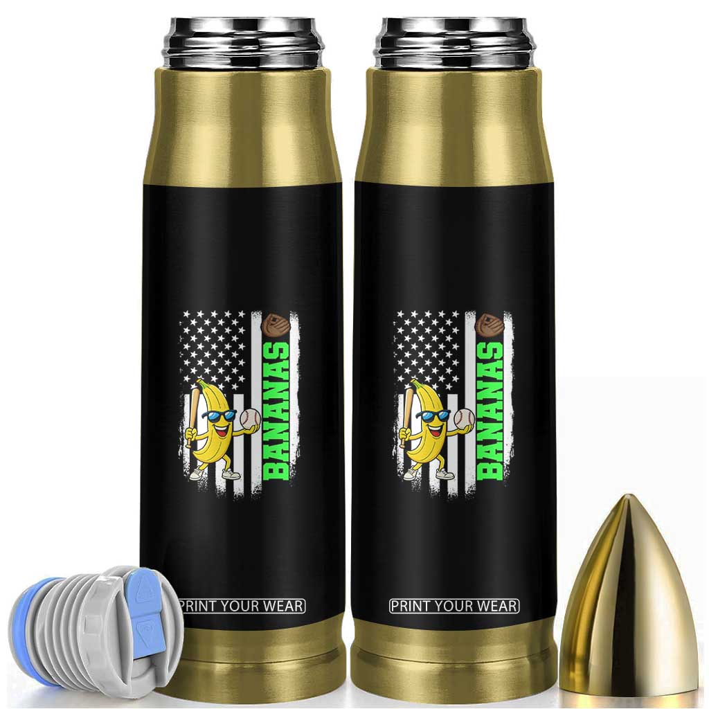 Banana Playing Baseball Lover Bullet Tumbler Retro American Flag TS12 Black Print Your Wear