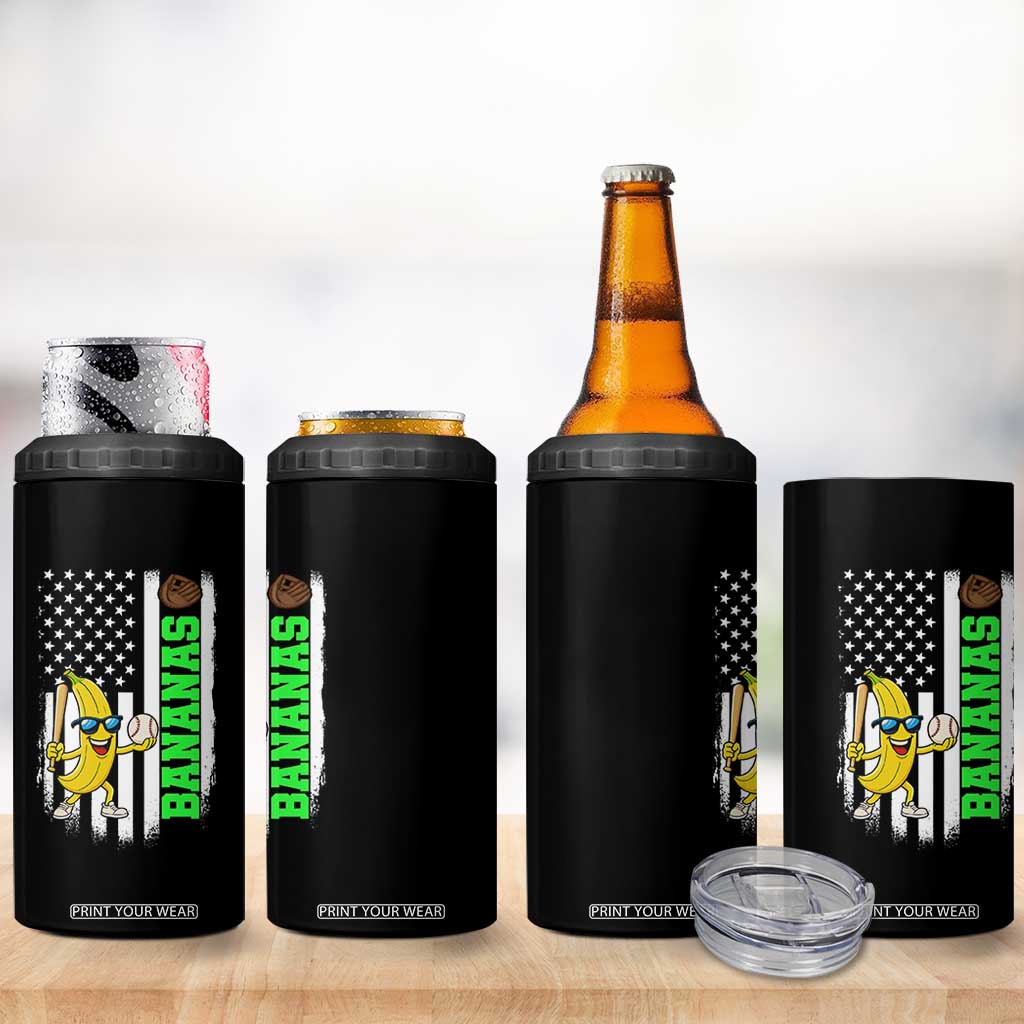 Banana Playing Baseball Lover 4 in 1 Can Cooler Tumbler Retro American Flag TS12 Print Your Wear