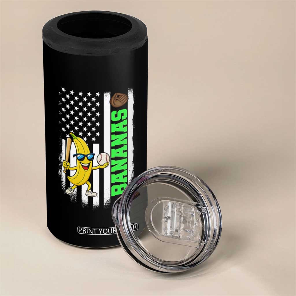 Banana Playing Baseball Lover 4 in 1 Can Cooler Tumbler Retro American Flag TS12 Print Your Wear