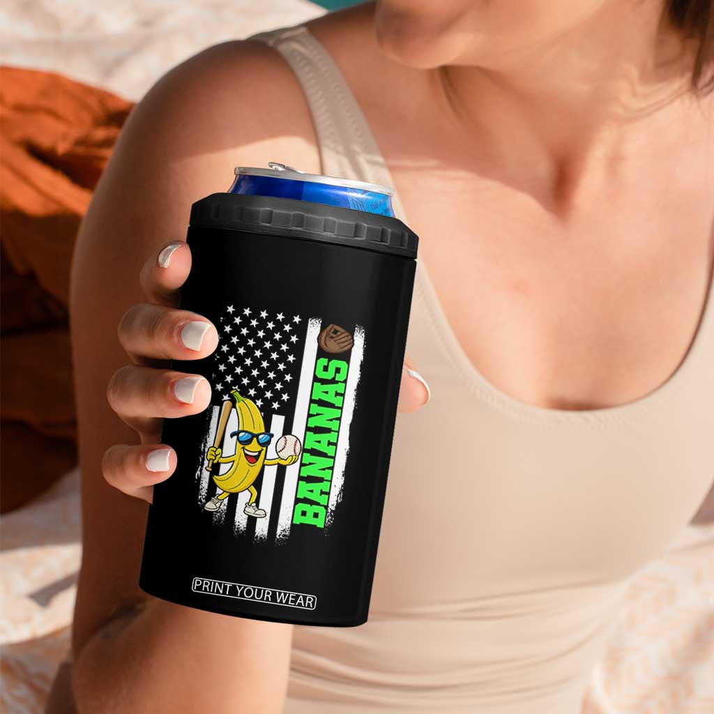 Banana Playing Baseball Lover 4 in 1 Can Cooler Tumbler Retro American Flag TS12 Print Your Wear