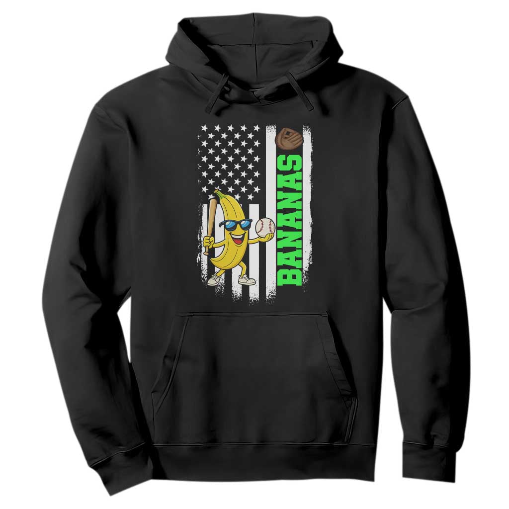 Banana Playing Baseball Lover Hoodie Retro American Flag TS12 Black Print Your Wear