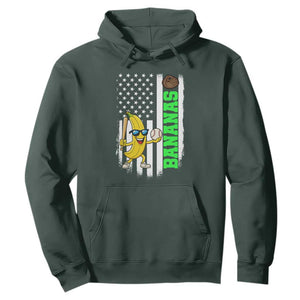 Banana Playing Baseball Lover Hoodie Retro American Flag TS12 Dark Forest Green Print Your Wear