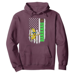 Banana Playing Baseball Lover Hoodie Retro American Flag TS12 Maroon Print Your Wear