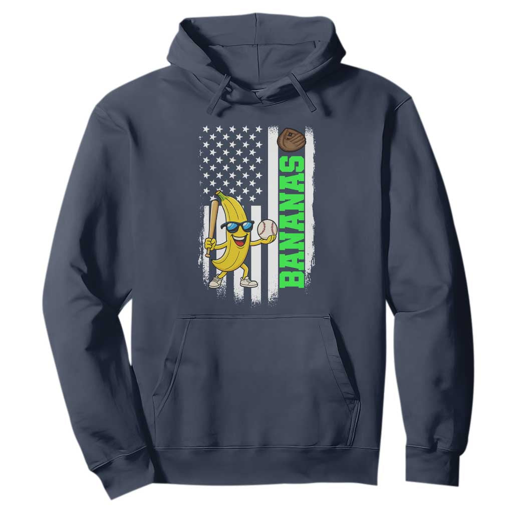 Banana Playing Baseball Lover Hoodie Retro American Flag TS12 Navy Print Your Wear