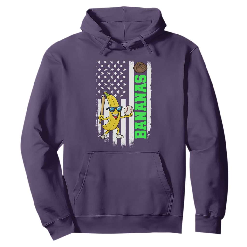 Banana Playing Baseball Lover Hoodie Retro American Flag TS12 Purple Print Your Wear