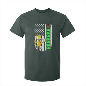 Banana Playing Baseball Lover T Shirt For Kid Retro American Flag TS12 Dark Forest Green Print Your Wear