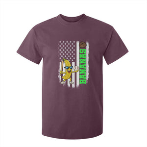 Banana Playing Baseball Lover T Shirt For Kid Retro American Flag TS12 Maroon Print Your Wear