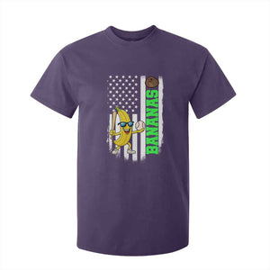 Banana Playing Baseball Lover T Shirt For Kid Retro American Flag TS12 Purple Print Your Wear