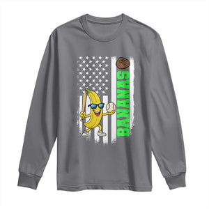 Banana Playing Baseball Lover Long Sleeve Shirt Retro American Flag TS12 Charcoal Print Your Wear