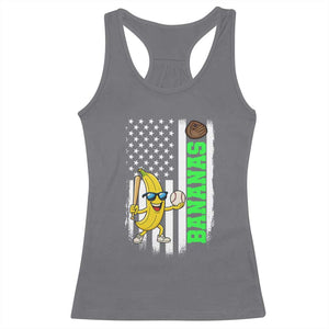 Banana Playing Baseball Lover Racerback Tank Top Retro American Flag TS12 Charcoal Print Your Wear
