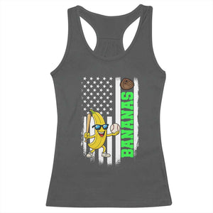 Banana Playing Baseball Lover Racerback Tank Top Retro American Flag TS12 Dark Heather Print Your Wear