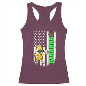 Banana Playing Baseball Lover Racerback Tank Top Retro American Flag TS12 Maroon Print Your Wear